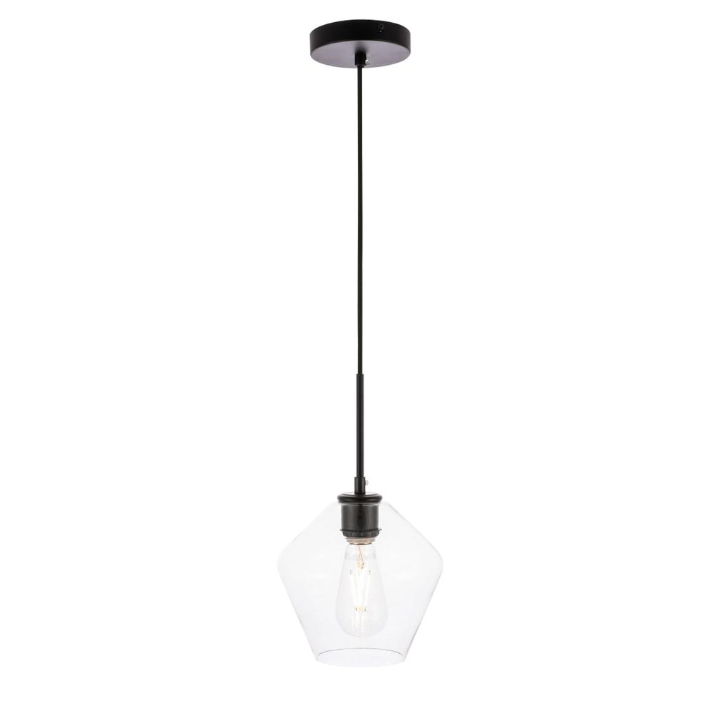 Gene 1 light Black and Clear glass pendant. Picture 1