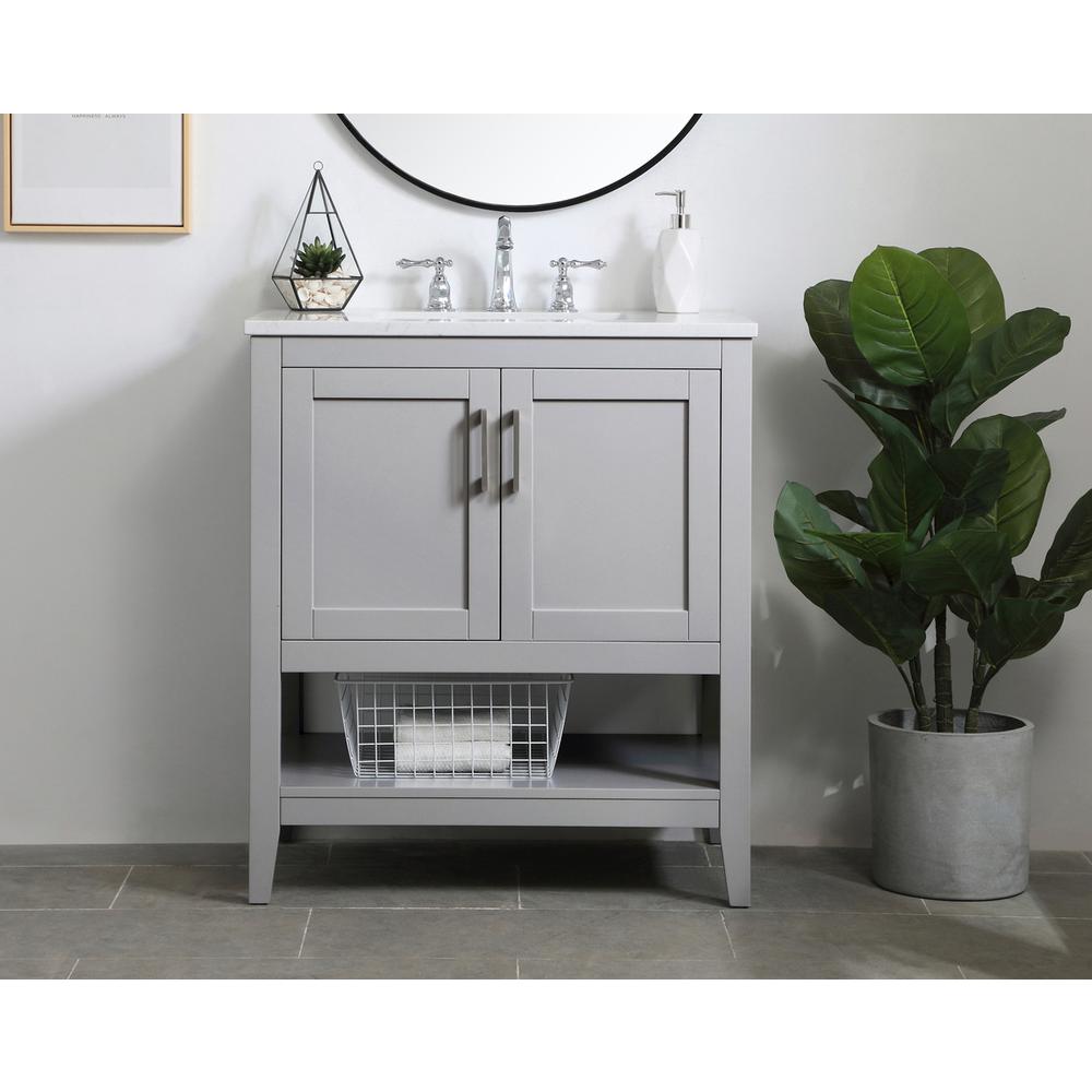 30 inch Single Bathroom Vanity in Grey. Picture 14