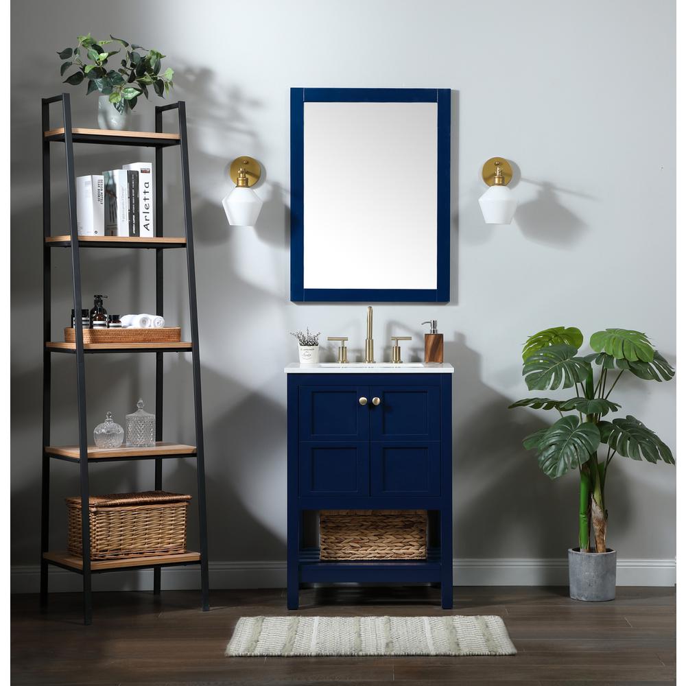 24 inch Single bathroom vanity in blue. Picture 4