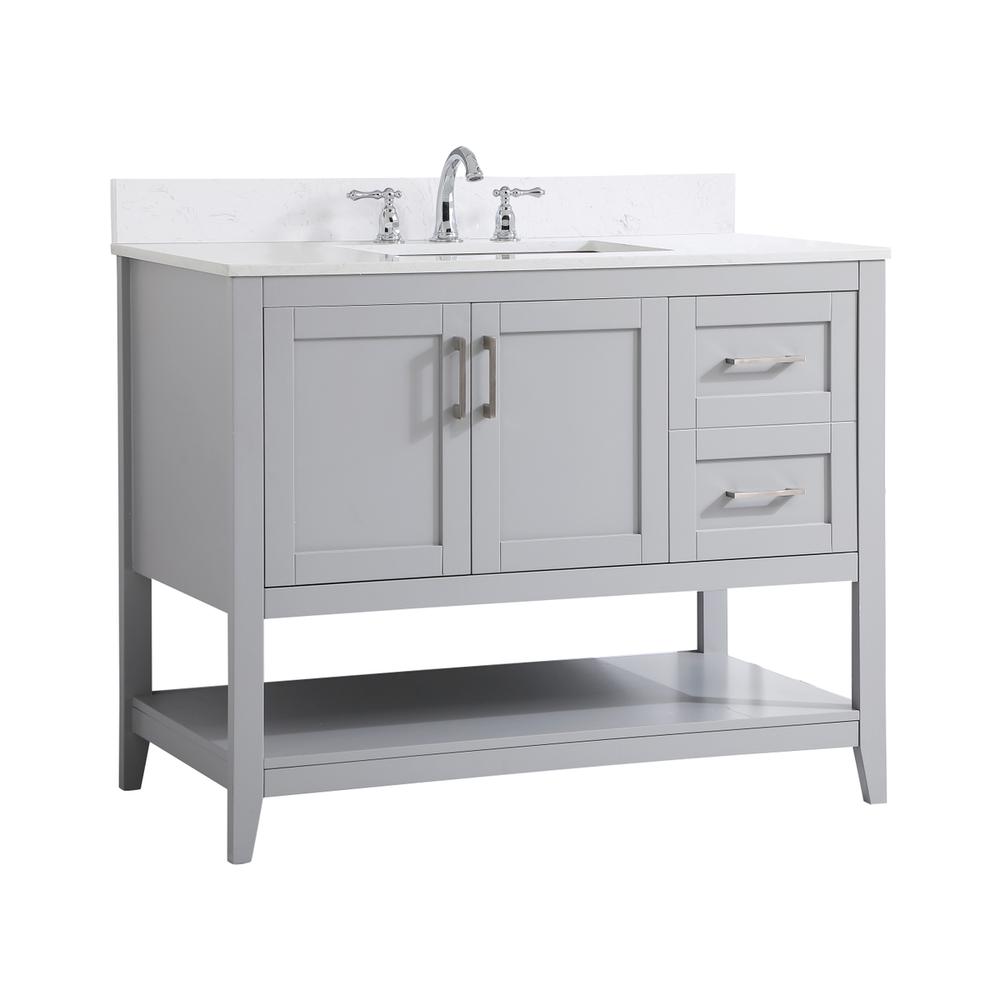 42 inch Single Bathroom Vanity in Grey with Backsplash. Picture 8