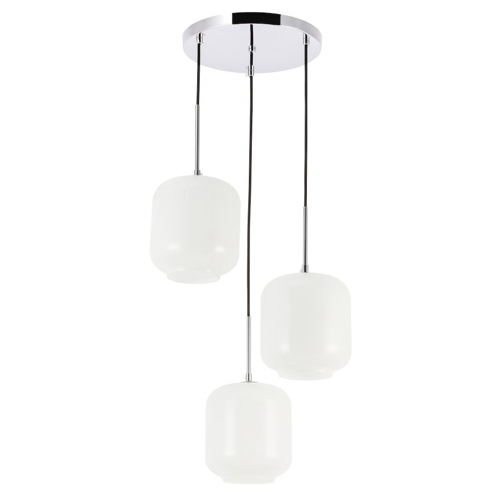 Collier 3 Light Chrome And Frosted White Glass Pendant. Picture 5