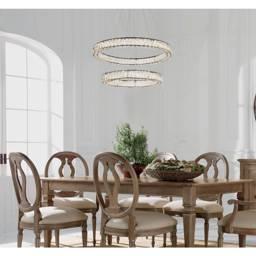 Monroe 32 inch LED double ring chandelier in black. Picture 7