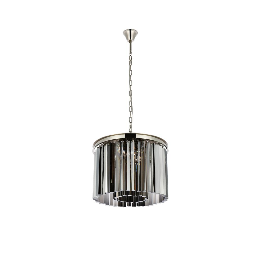 Sydney 6 light polished nickel Pendant Silver Shade (Grey) Royal Cut Crystal. Picture 6