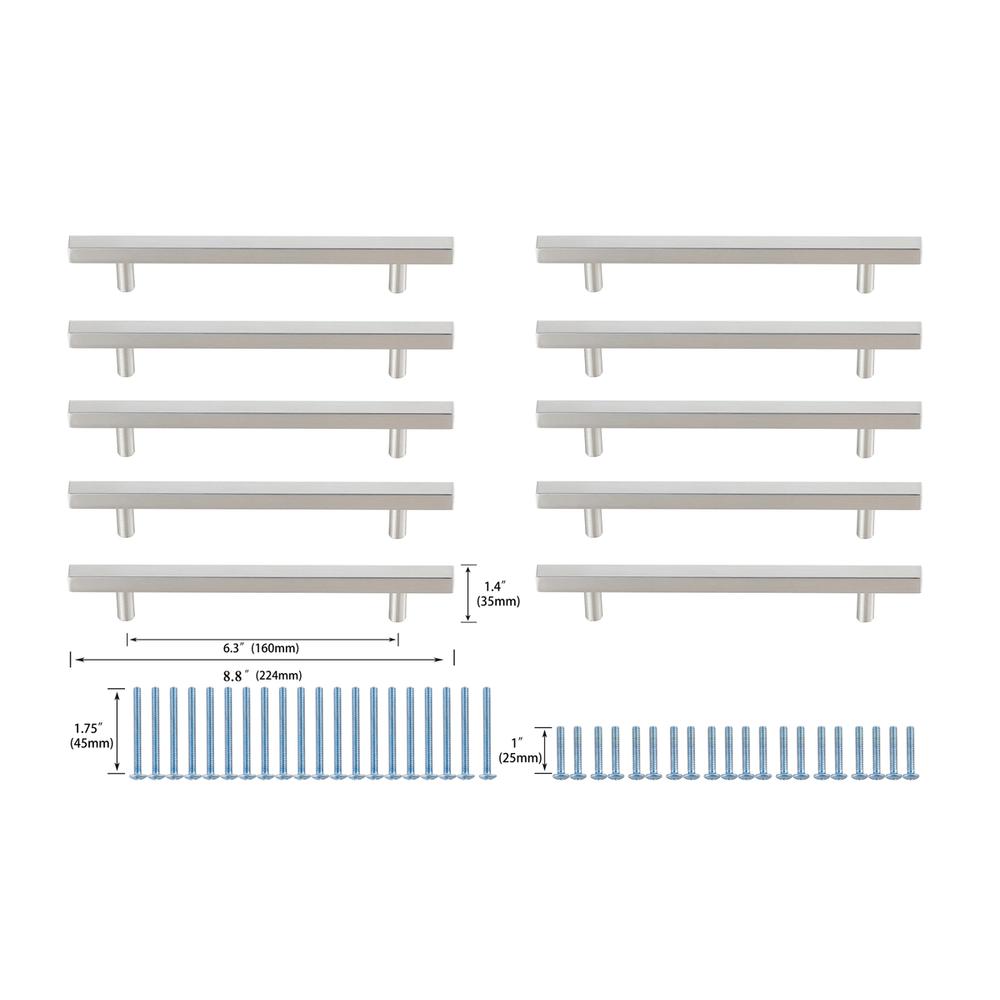 Dior 6-5/16" Center to Center Brushed Nickel Bar Pull Multipack (set of 10). Picture 5