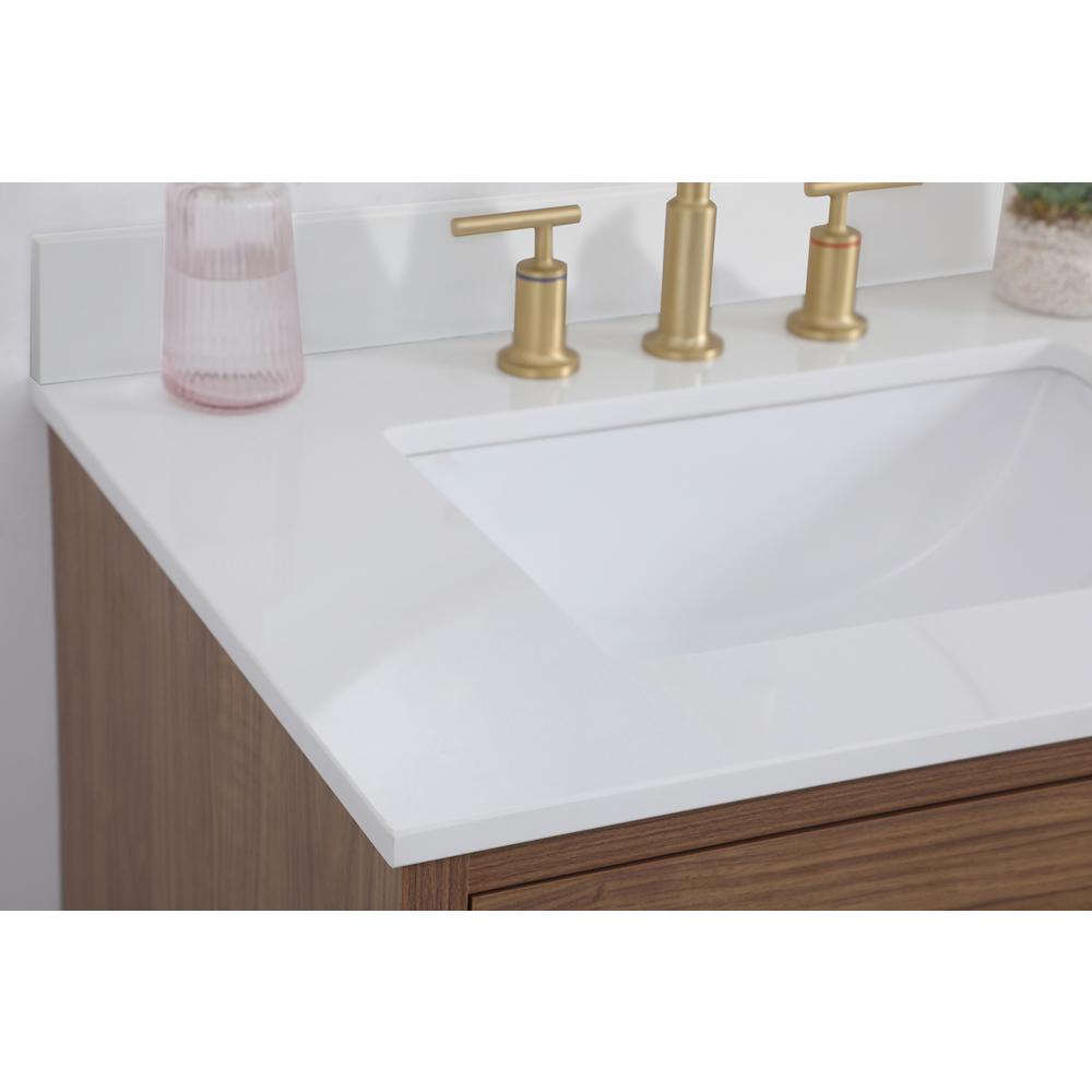 30 inch bathroom Vanity in Walnut Brown with Backsplash. Picture 5