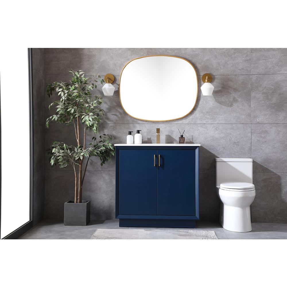 36 Inch SIngle Bathroom Vanity In Blue. Picture 4