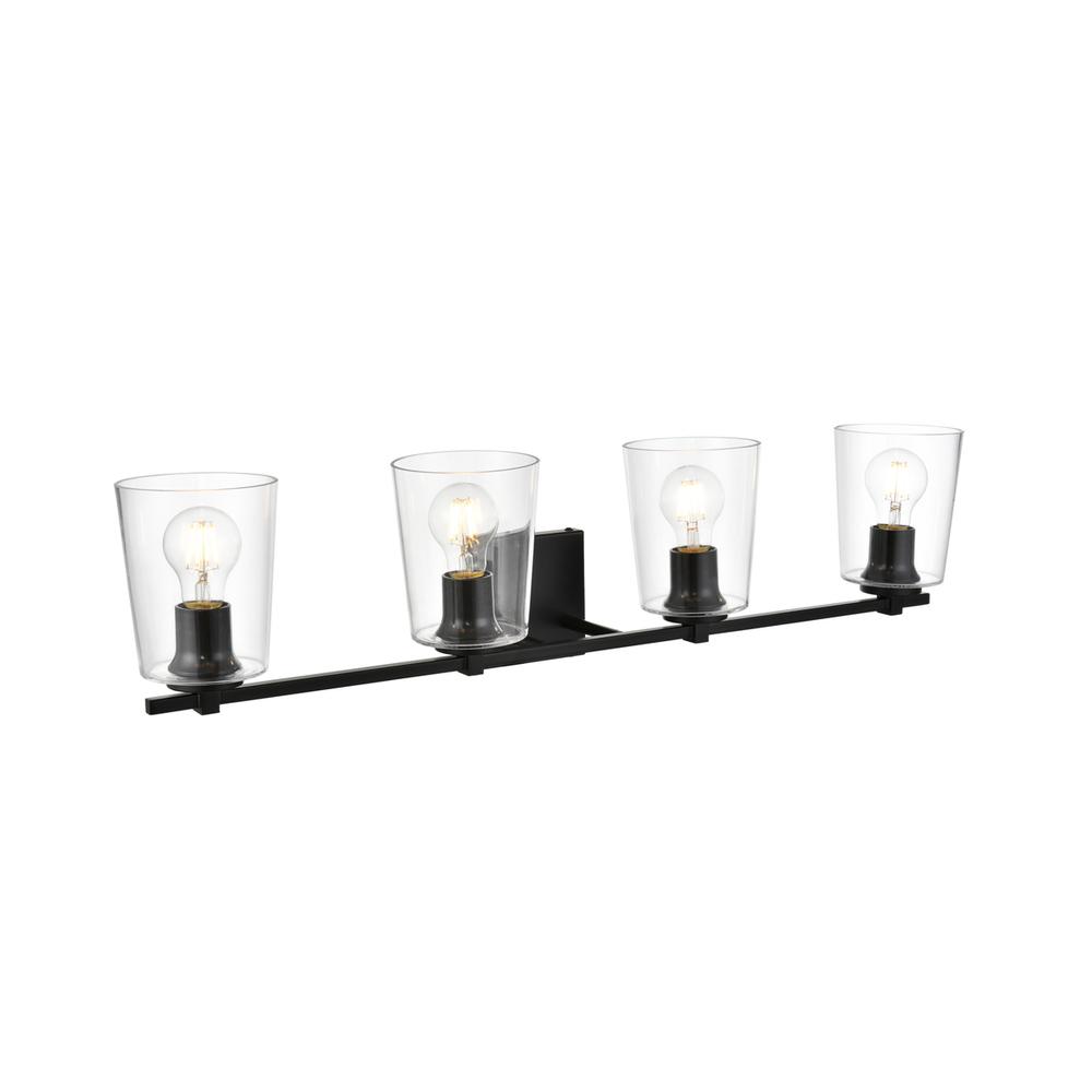 Kacey 4 light Black and Clear Bath Sconce. Picture 3