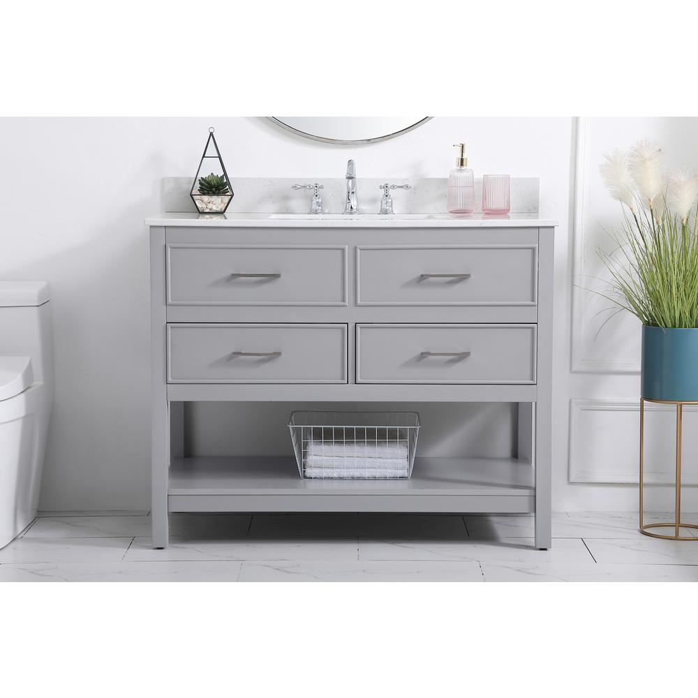 42 inch Single bathroom vanity in gray with backsplash. Picture 14