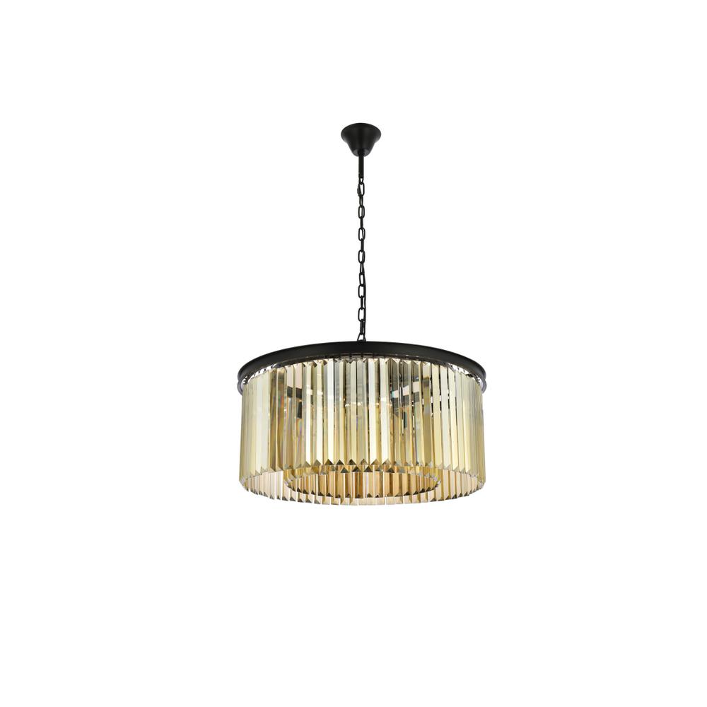 Sydney 8 light Matte Black Chandelier Golden Teak (Smoky) Royal Cut Crystal. Picture 6