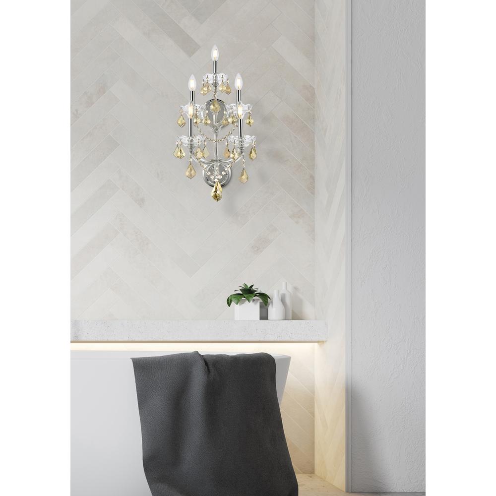 Maria Theresa 5 light Chrome Wall Sconce Golden Teak (Smoky) Royal Cut Crystal. Picture 7