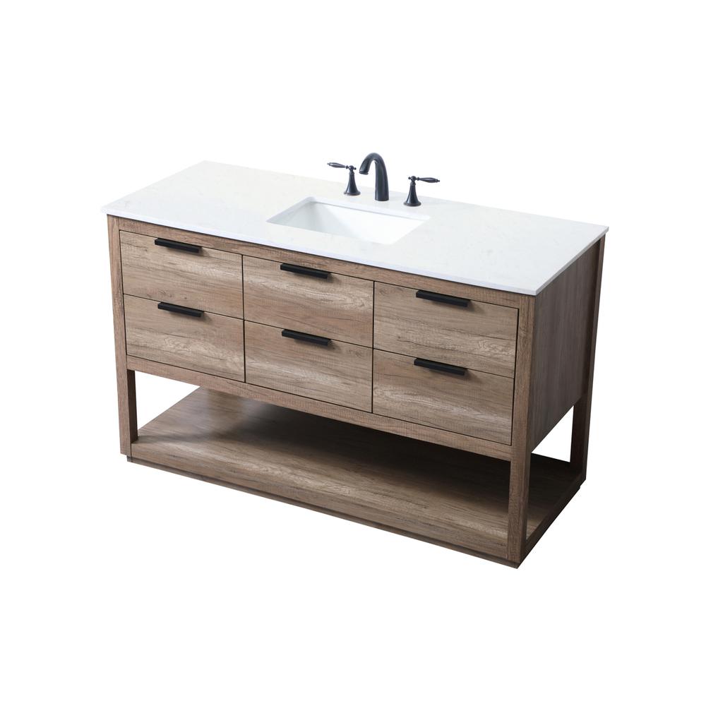 54 Inch SIngle Bathroom Vanity In Natural Oak. Picture 8
