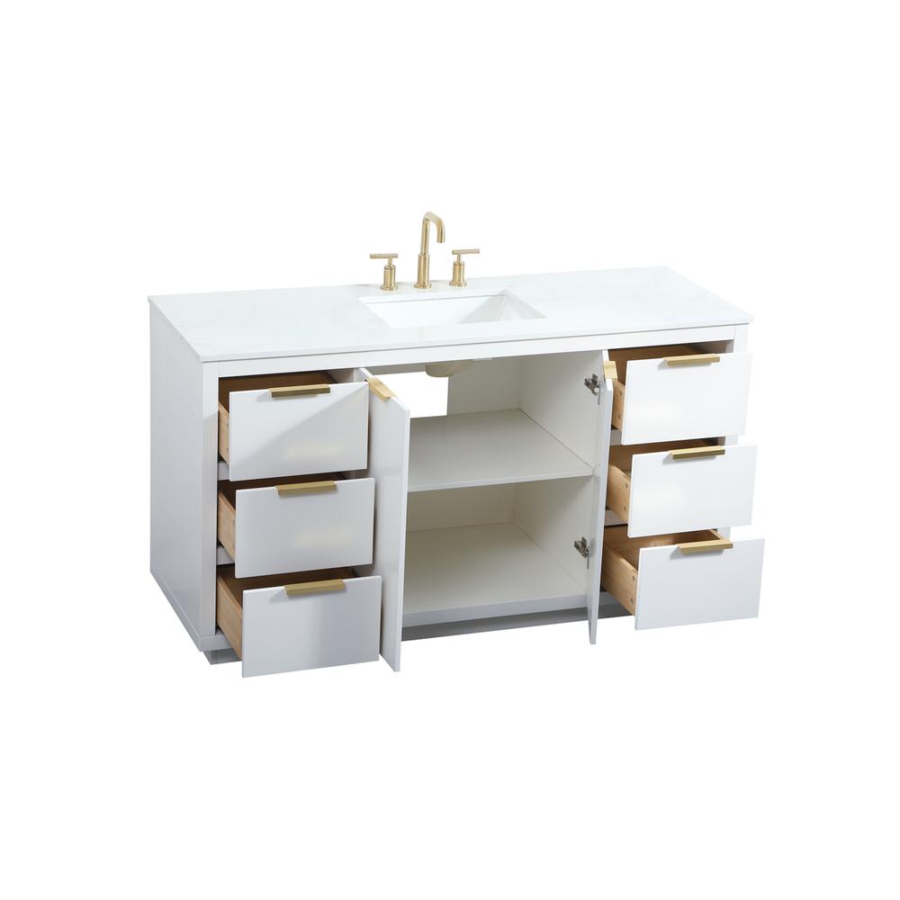60 inch Single bathroom vanity in white. Picture 9