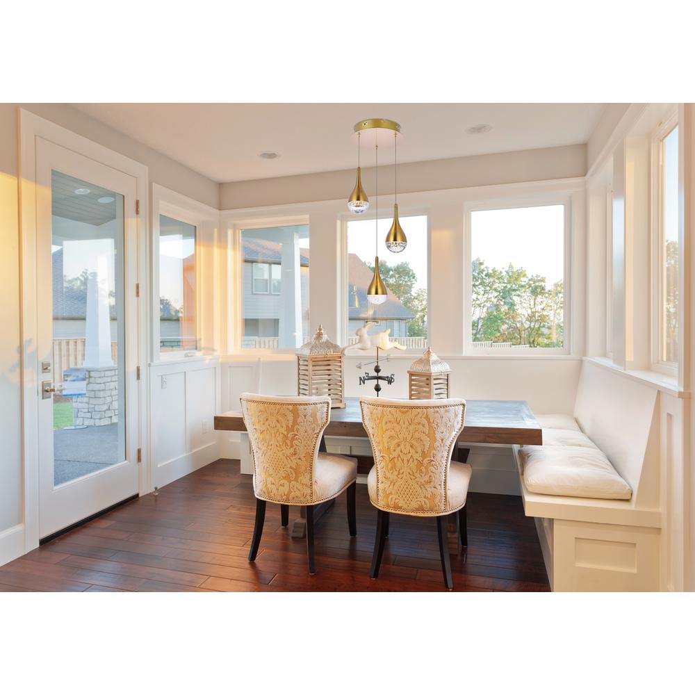 Amherst 10 inch LED pendant in satin gold. Picture 7
