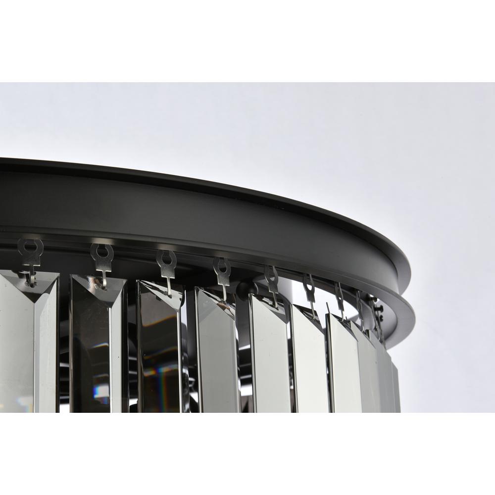 Sydney 8 light Matte Black Chandelier Silver Shade (Grey) Royal Cut Crystal. Picture 4