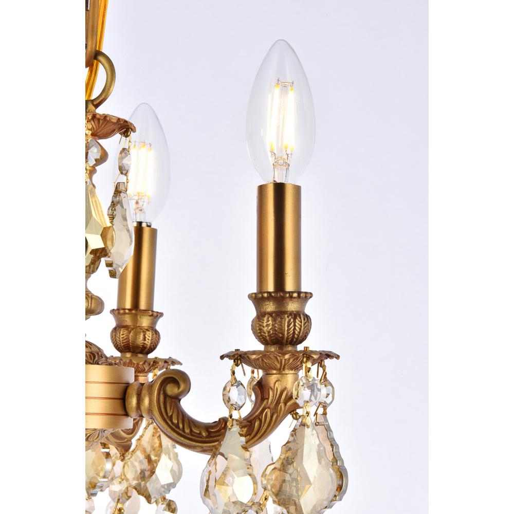 Lillie 4 light French Gold Pendant Golden Teak (Smoky) Royal Cut Crystal. Picture 4