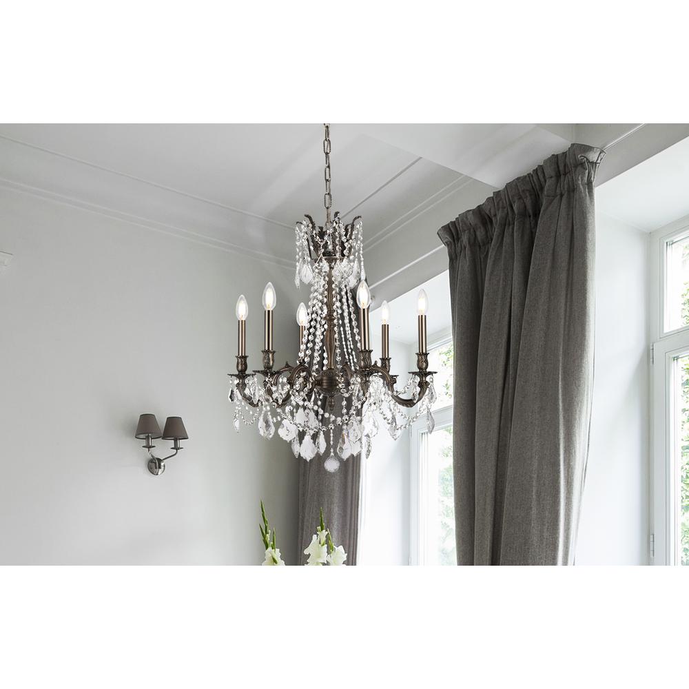 Rosalia 6 light Pewter Chandelier Clear Royal Cut Crystal. Picture 8