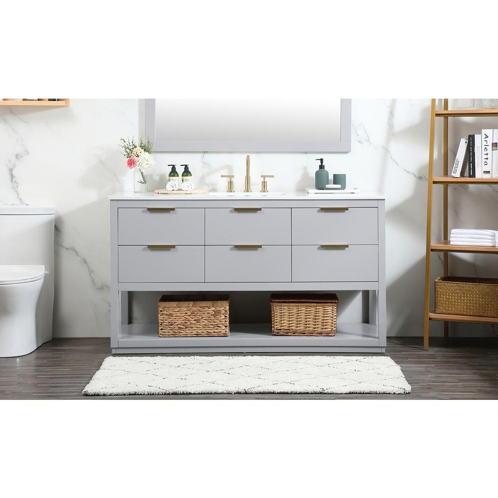 60 inch Single bathroom vanity in grey. Picture 14