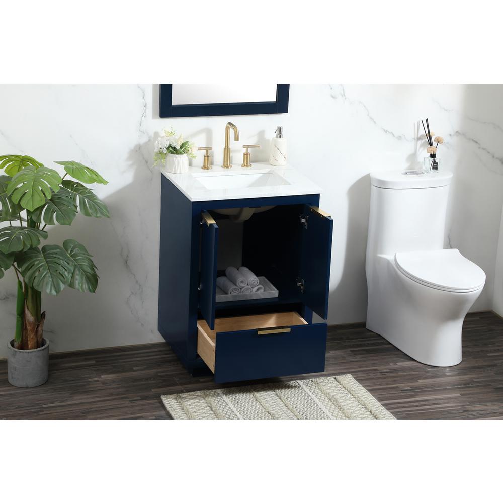 24 inch Single bathroom vanity in blue. Picture 3