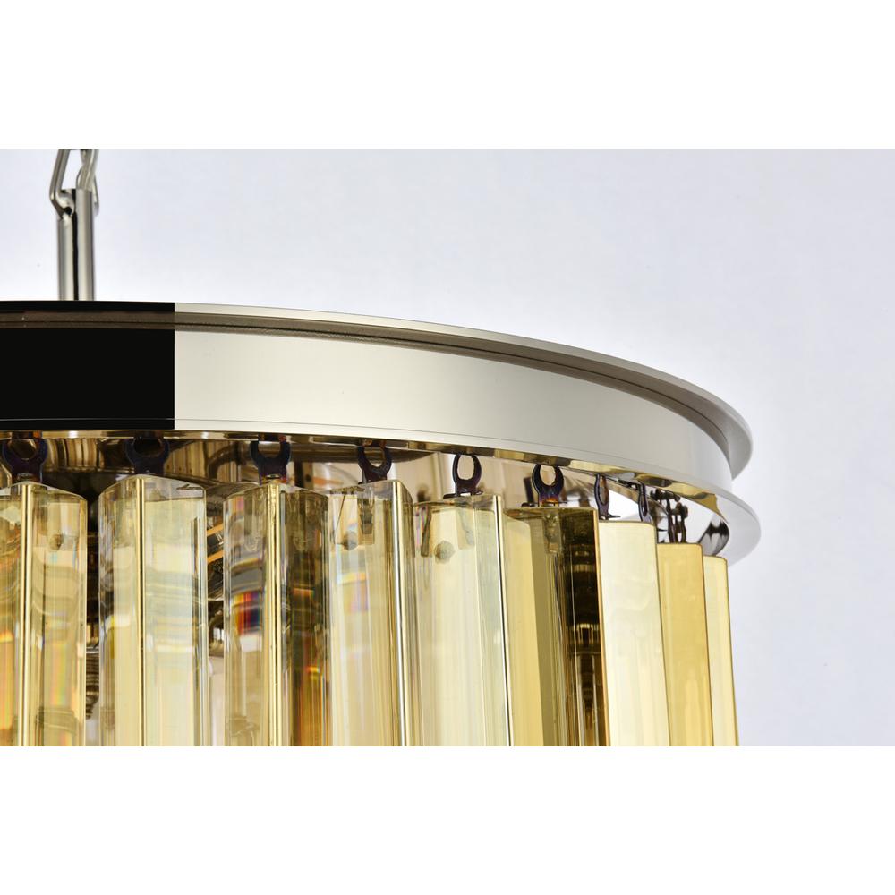 Sydney 6 light polished nickel Flush Mount Golden Teak (Smoky) Royal Cut Crystal. Picture 4