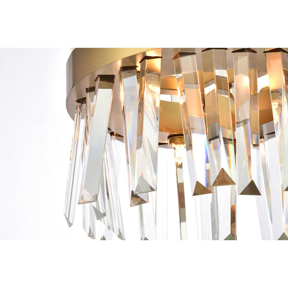 Serephina 12 inch crystal round pendant light in satin gold. Picture 3