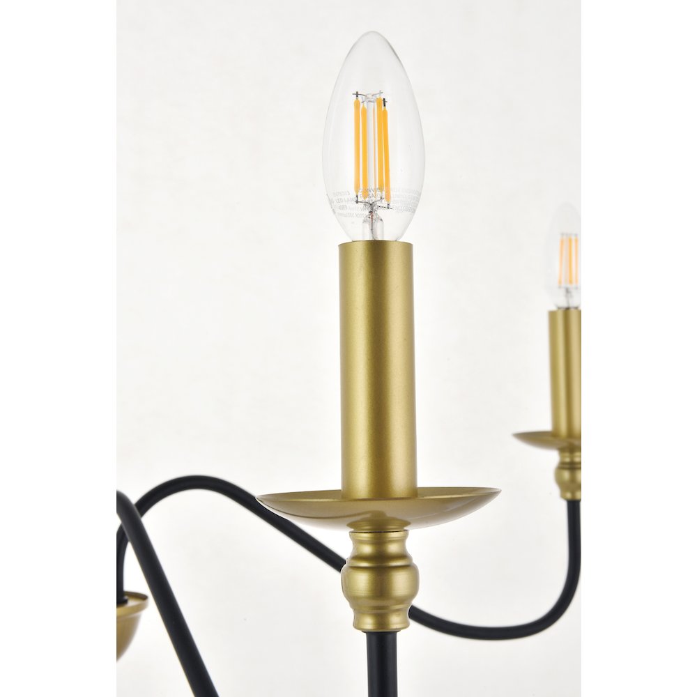 Rohan 4 Light Matte Black And Brass Pendant. Picture 9