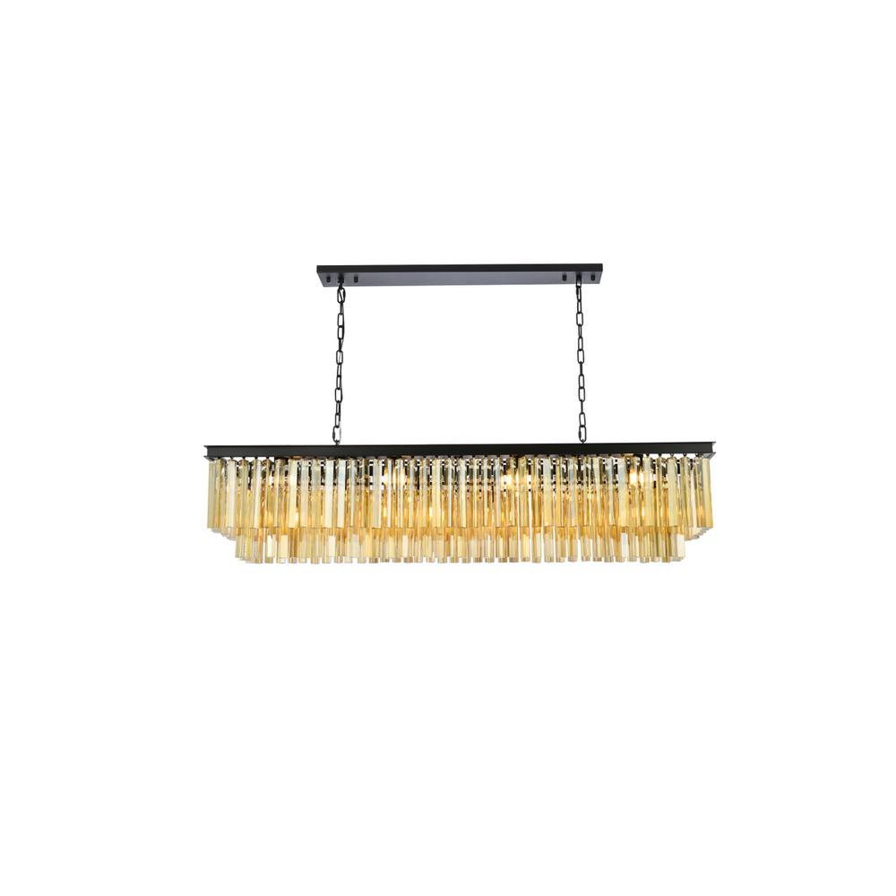 Sydney 12 light Matte Black Chandelier Golden Teak (Smoky) Royal Cut Crystal. Picture 1