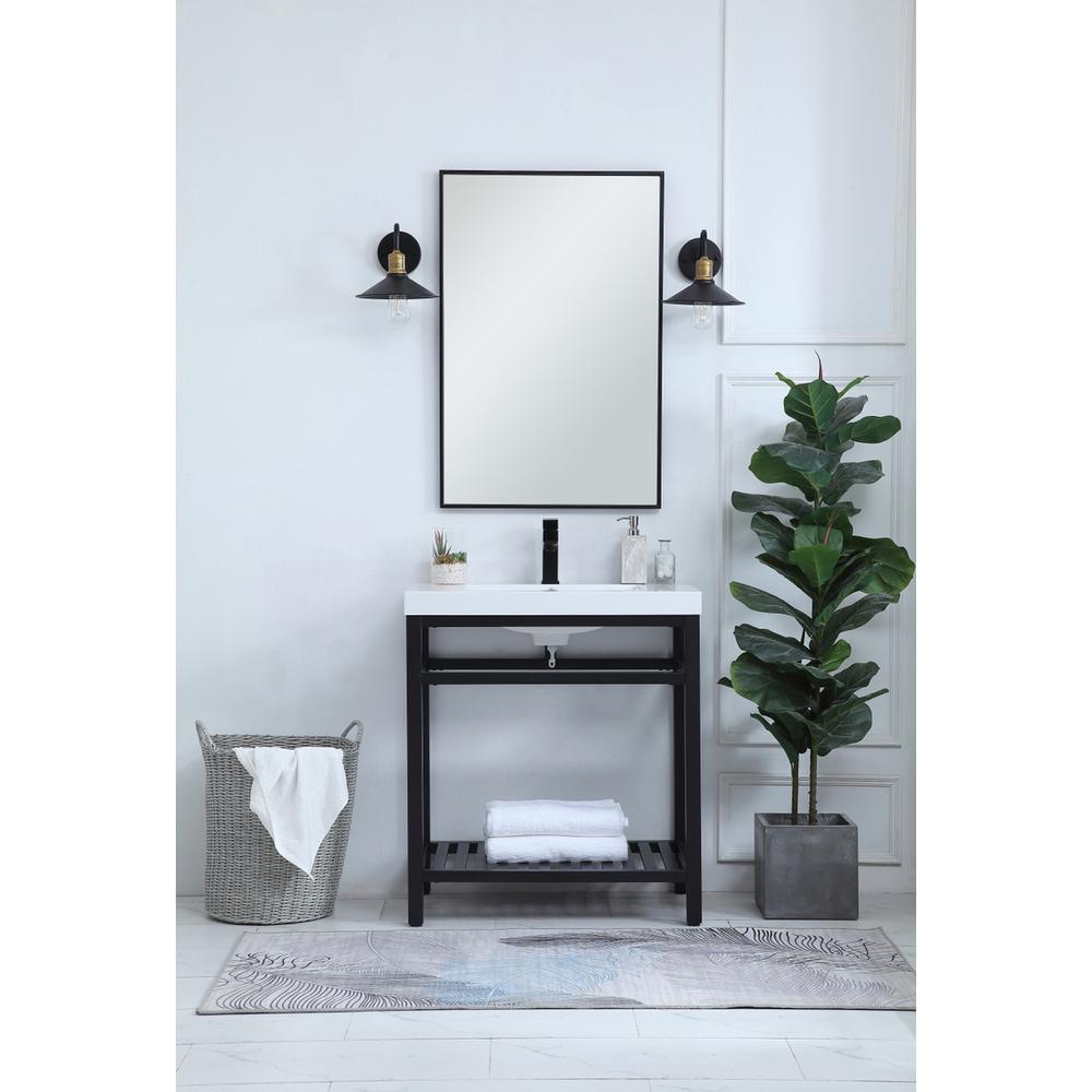 30 inch Single Bathroom Metal Vanity in Black. Picture 5