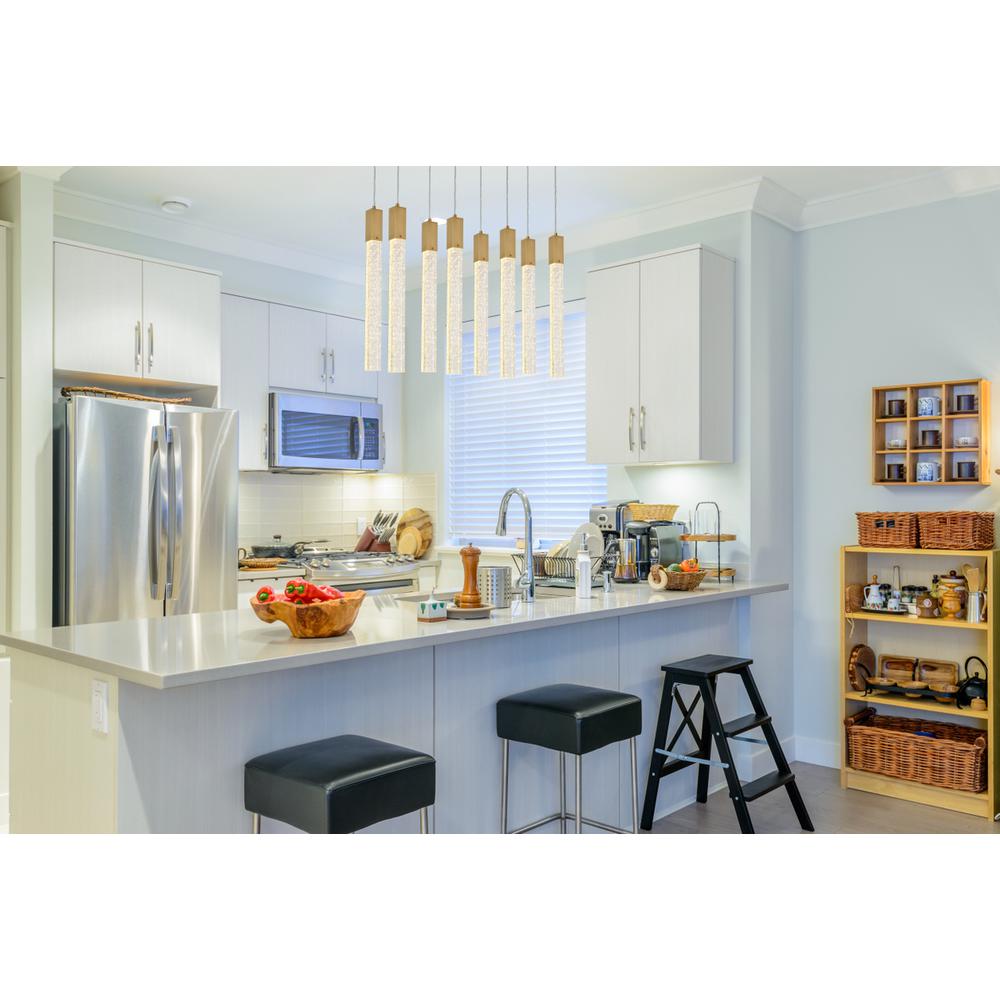 Weston 8 lights pendant in satin gold. Picture 7