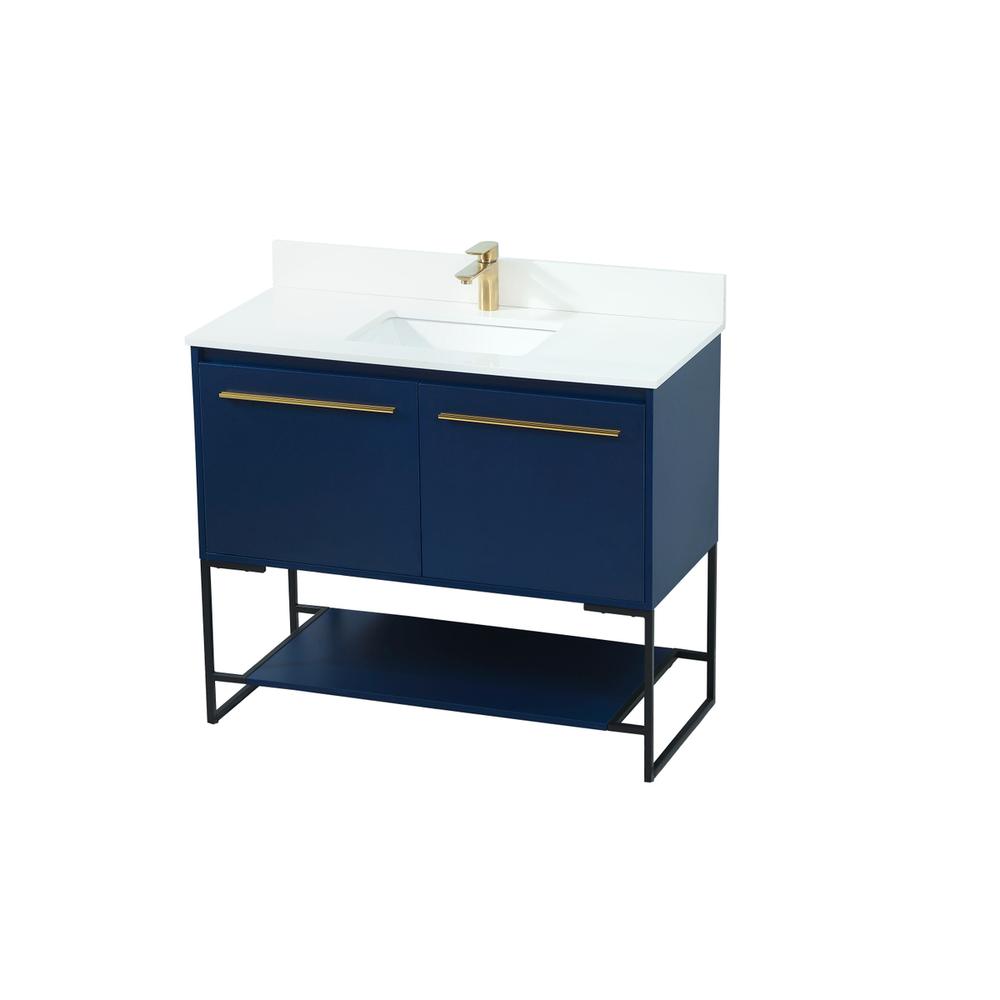 40 inch Single bathroom vanity in blue with backsplash. Picture 8