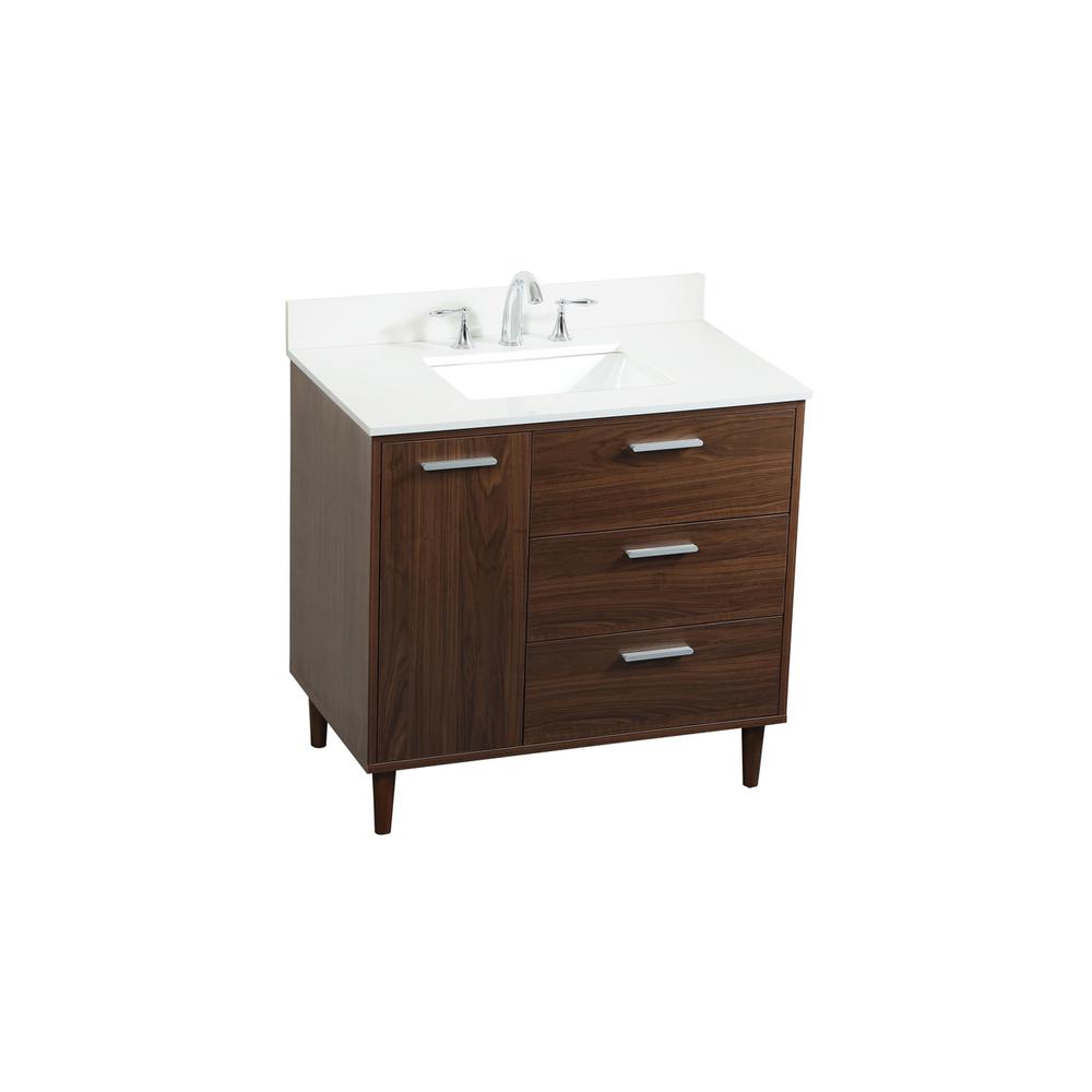 36 inch bathroom vanity in Walnut with backsplash. Picture 8