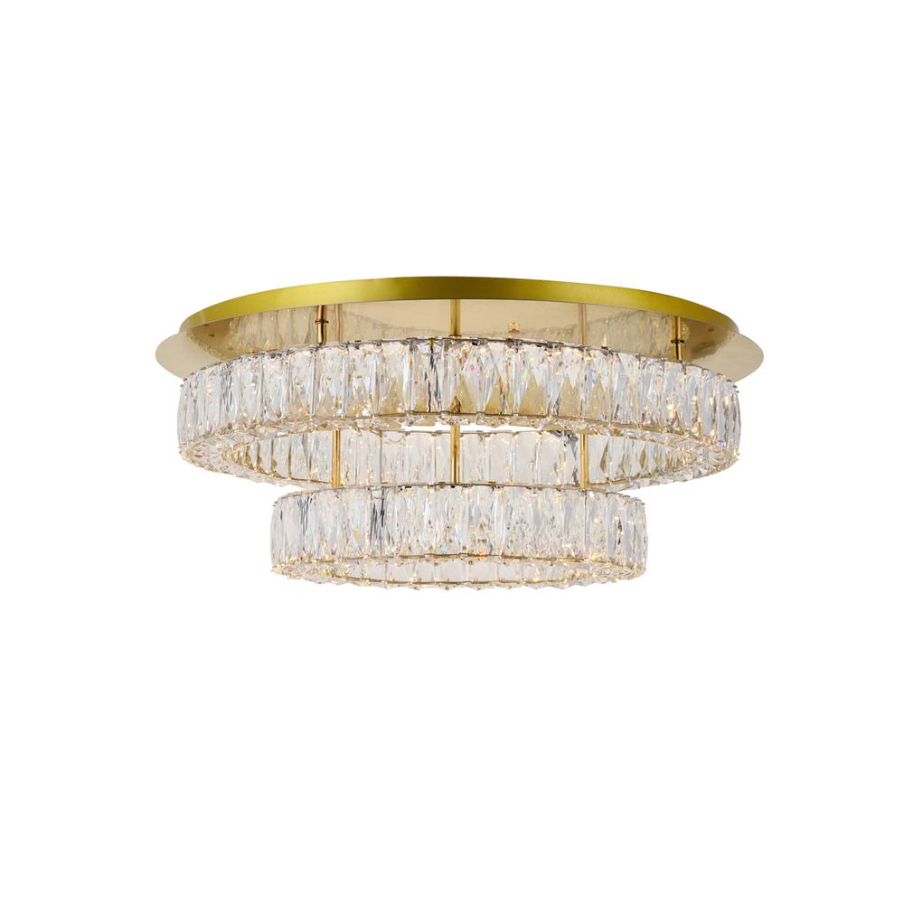 Monroe LED light gold Flush Mount Clear Royal Cut Crystal. Picture 2