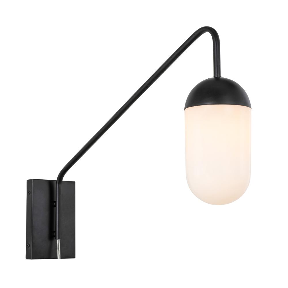 Kace 1 light Black and frosted white glass wall sconce. Picture 4