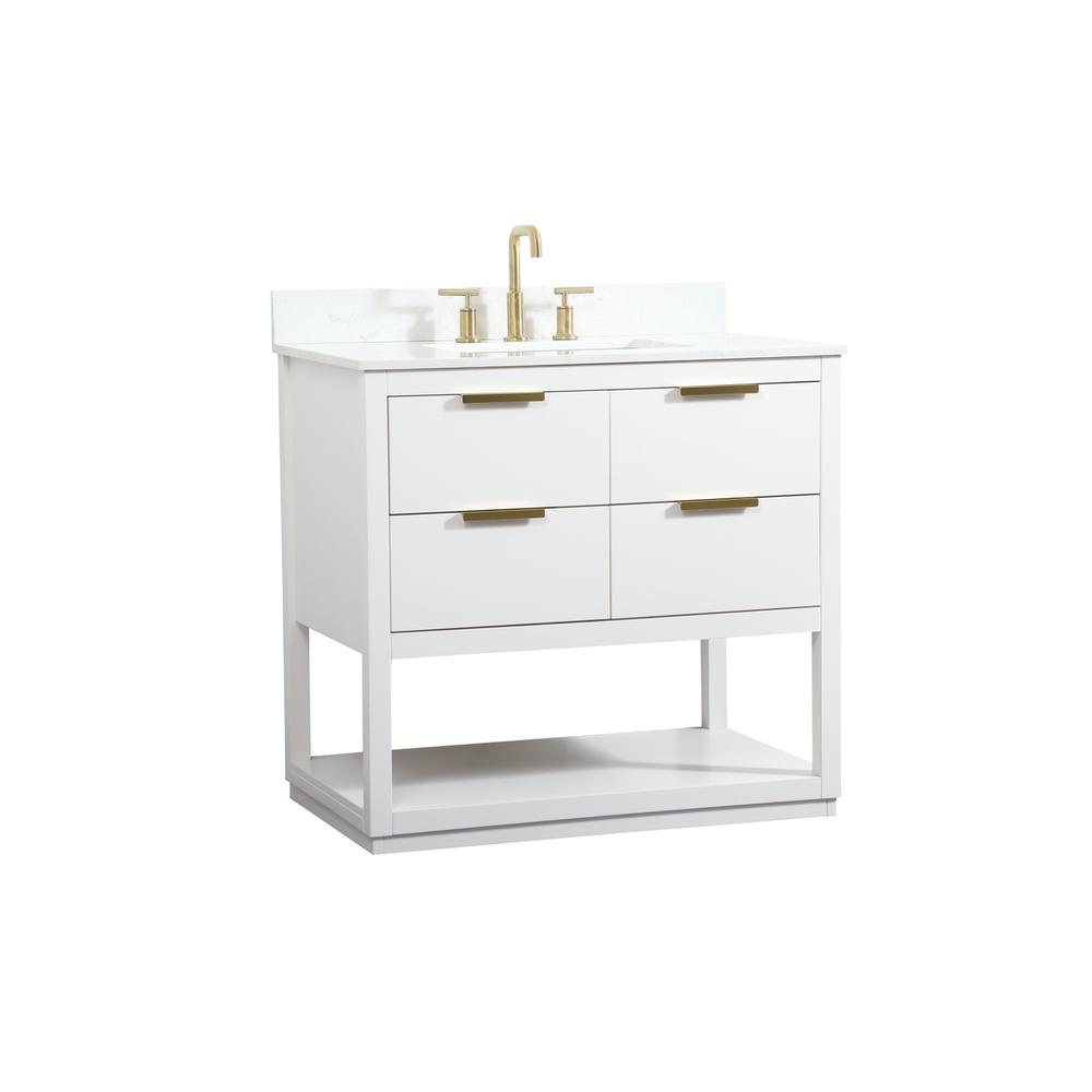 36 inch Single bathroom vanity in white with backsplash. Picture 7
