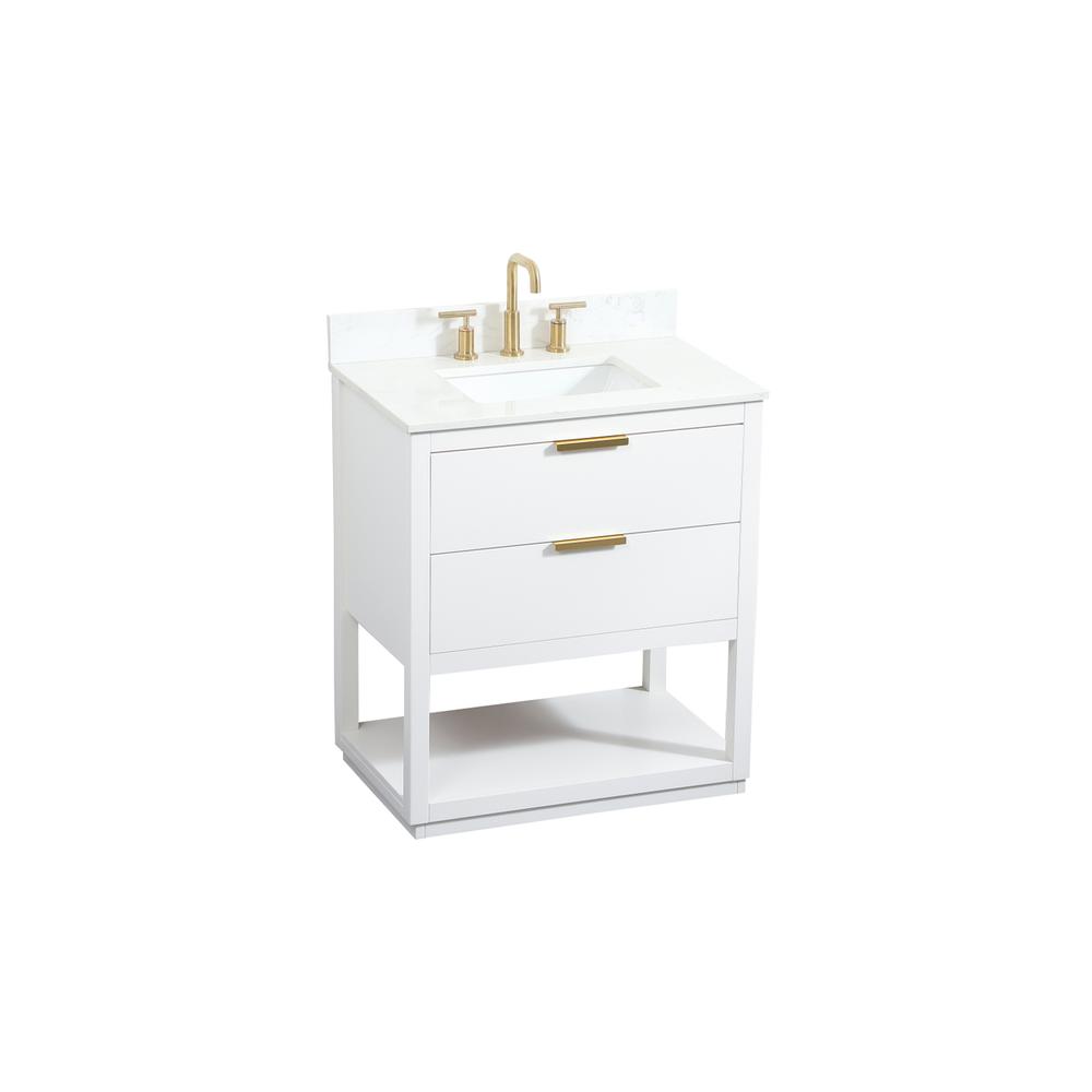 30 inch Single bathroom vanity in white with backsplash. Picture 8