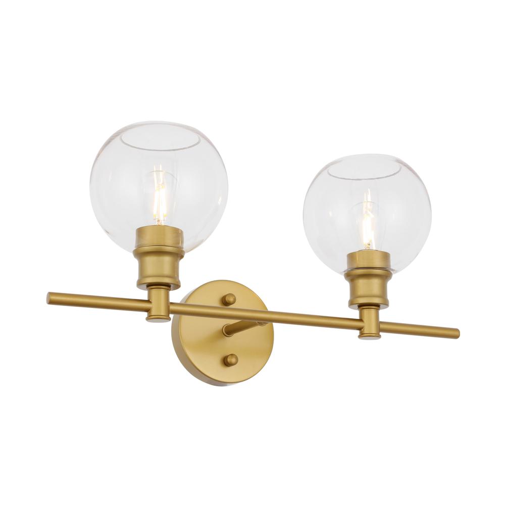 Collier 2 light Brass and Clear glass Wall sconce. Picture 5