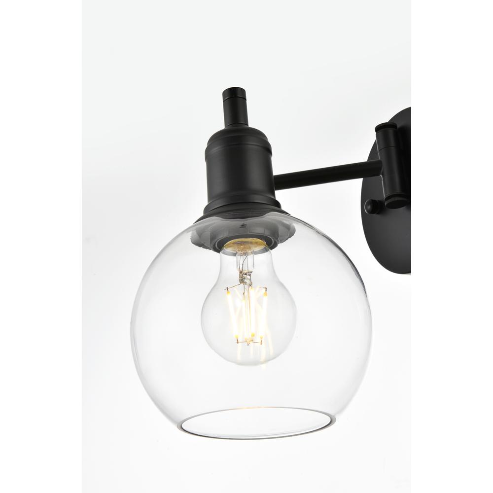 Caspian 1 light Black and Clear swing arm plug in wall sconce. Picture 3