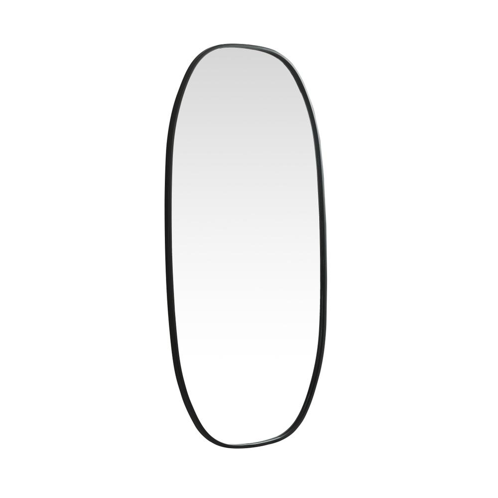 Metal Frame Oval Mirror 24x48 Inch in Black. Picture 7