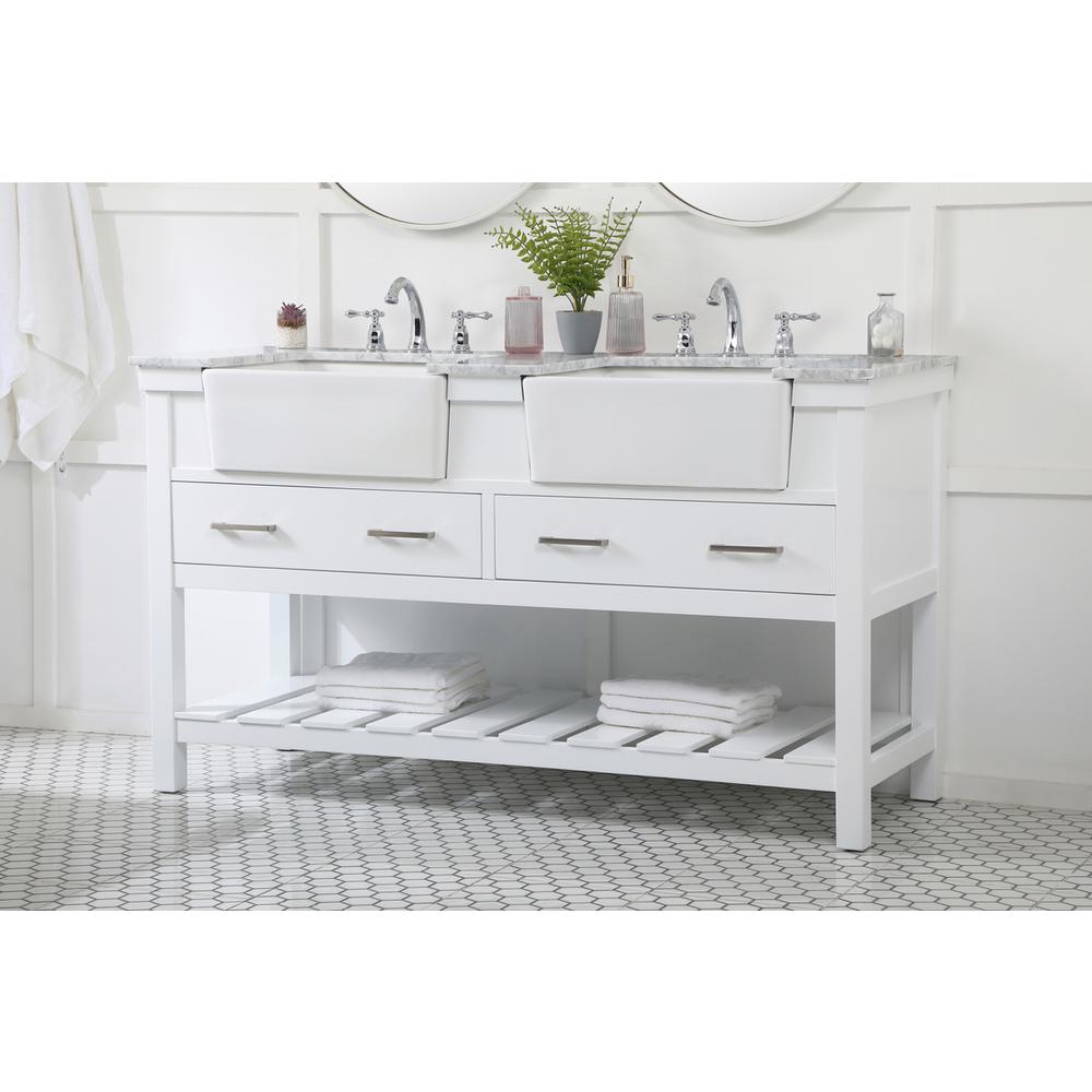 60 inch double bathroom vanity in white. Picture 2