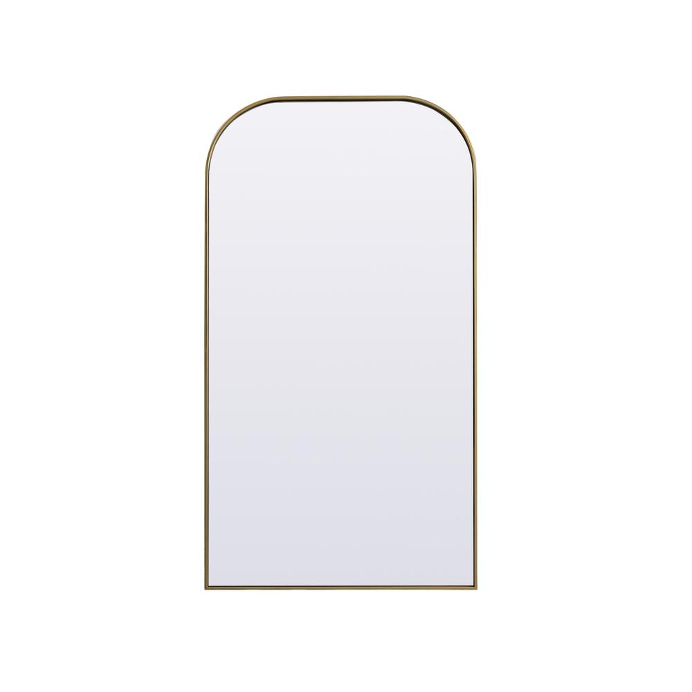 Metal Frame Arch Full Length Mirror 35x66 Inch in Brass. Picture 1
