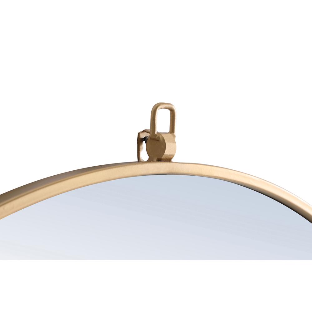 Metal frame Round Mirror with decorative hook 24 inch Brass finish. Picture 5