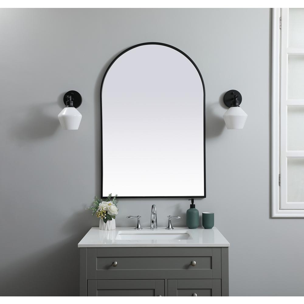 Metal Frame Arch Mirror 27x40 Inch in Black. Picture 9