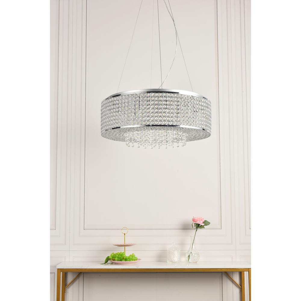 Amelie 10 light Chrome Pendant Clear Royal Cut Crystal. Picture 8