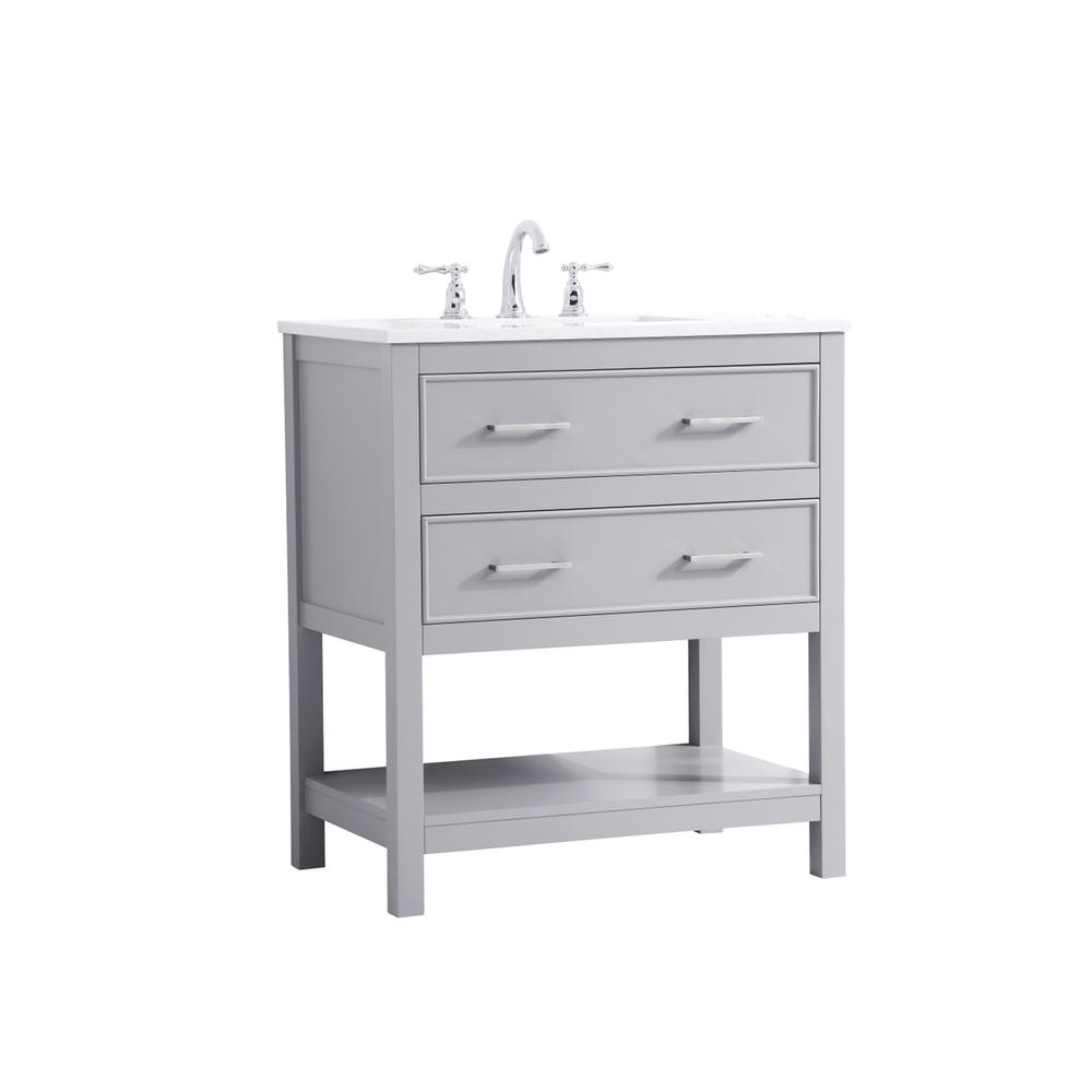 30 inch Single Bathroom Vanity in Grey. Picture 6