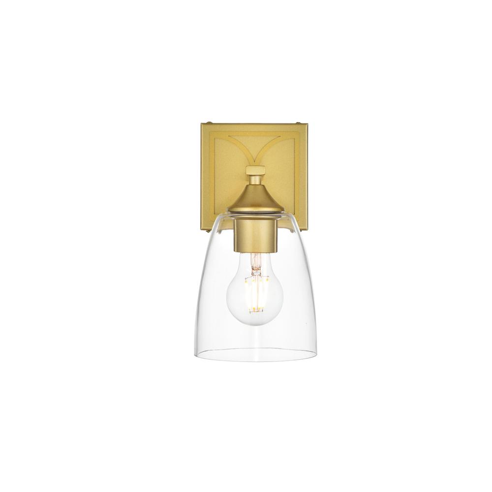 Harris 1 light Brass and Clear Bath Sconce. Picture 1