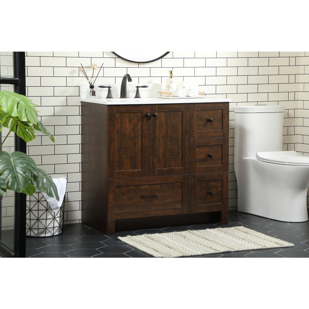 36 inch Single bathroom vanity in expresso with backsplash. Picture 2