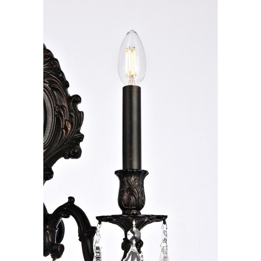 Monarch 3 light Dark Bronze Wall Sconce Clear Royal Cut Crystal. Picture 3