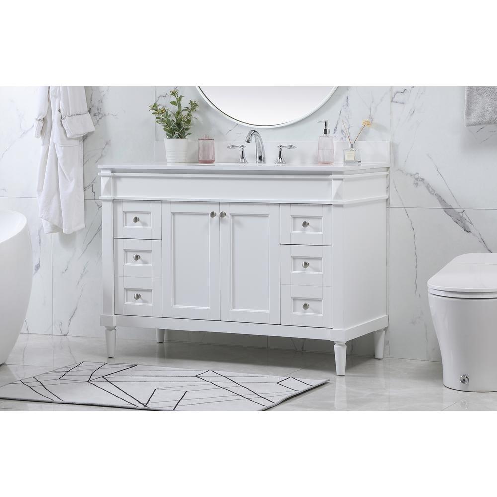 48 inch Single bathroom vanity in white with backsplash. Picture 2