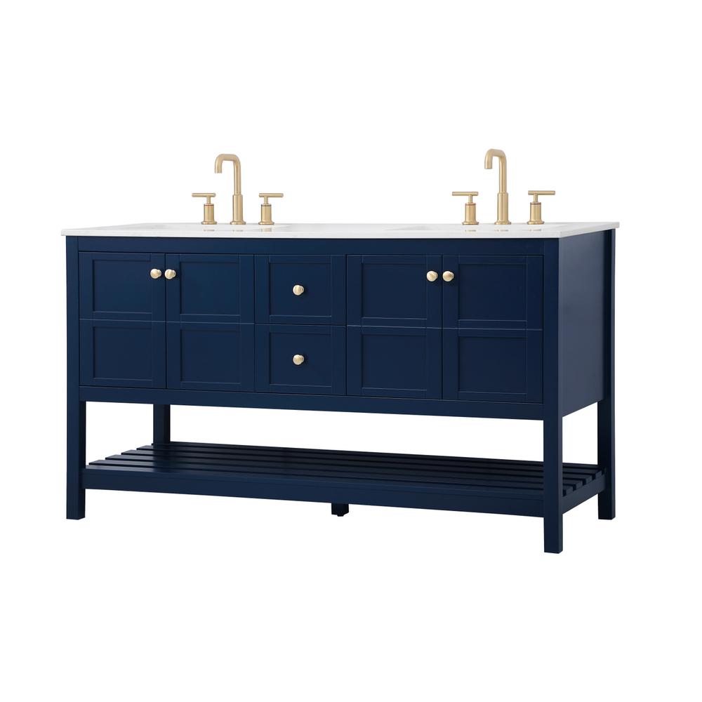60 inch Single Bathroom Vanity in Blue. Picture 6