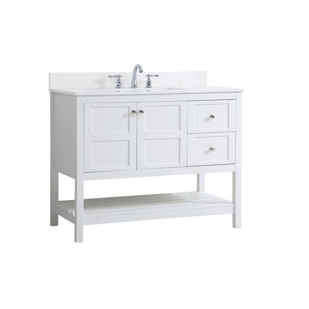 42 inch Single Bathroom Vanity in White with Backsplash. Picture 7