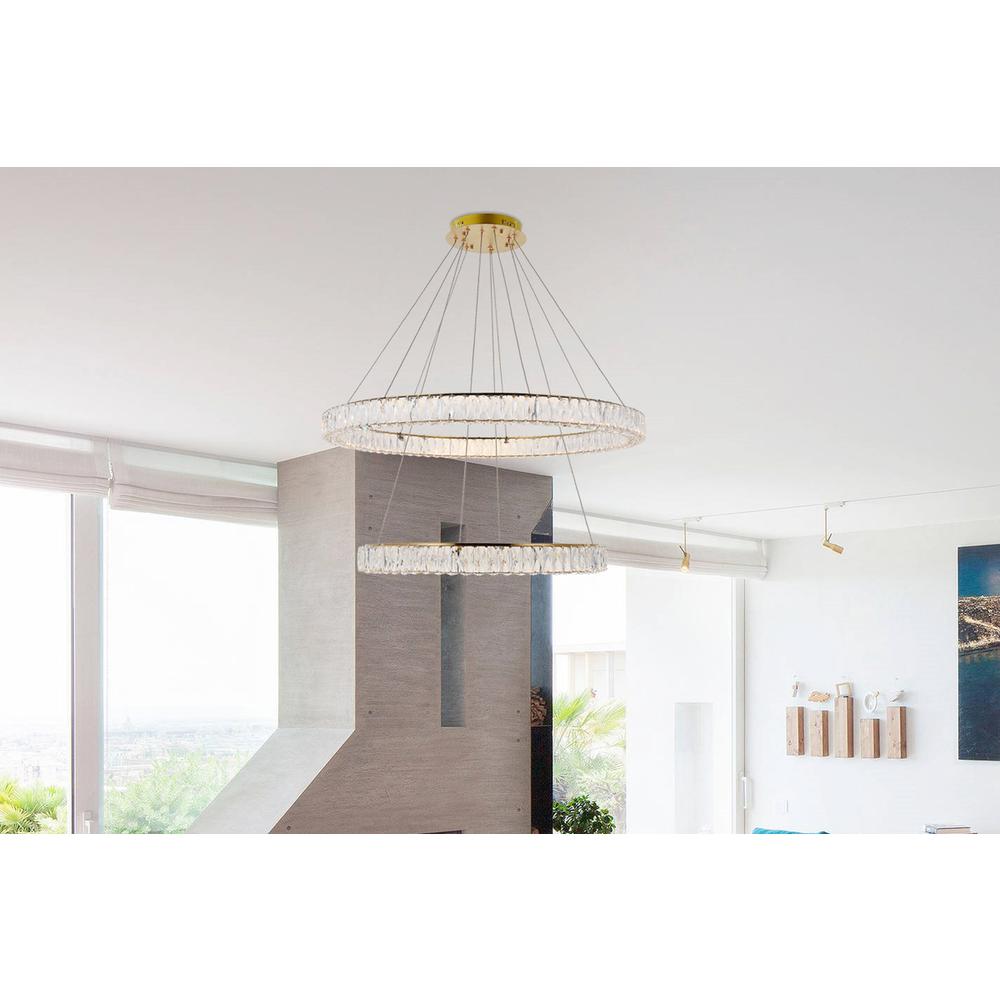 Monroe Integrated LED light Gold Chandelier Clear Royal Cut Crystal. Picture 7